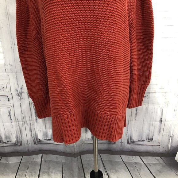 French Connection Size Large Orange Oversized Mock Neck Sweater Pullover Heavy - Picture 3 of 9